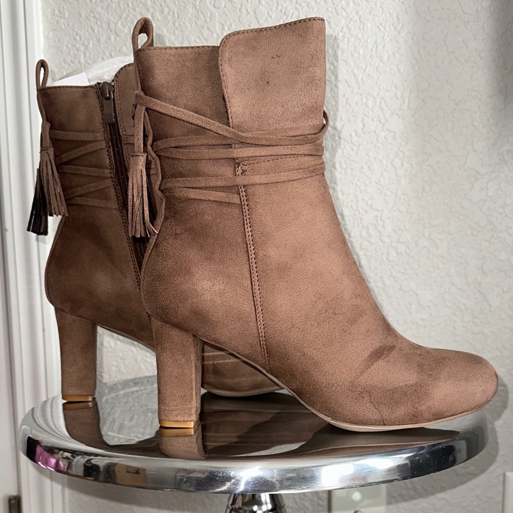 Journee Collection Brown Suede Ankle Booties